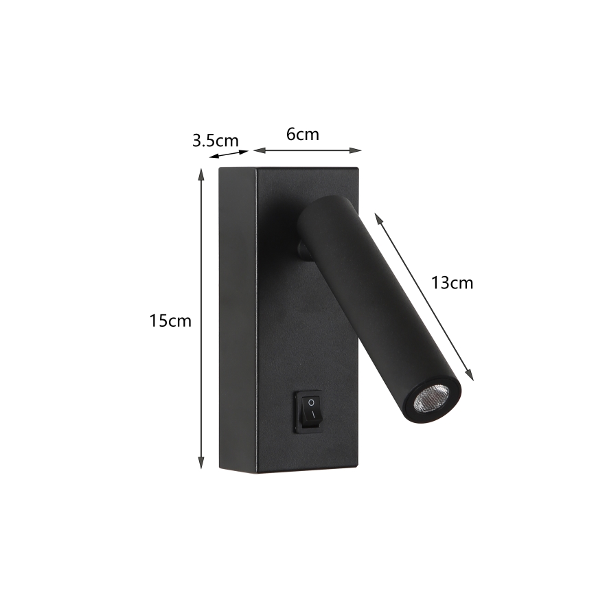 Brilagi - LED sieninis akcentinis šviestuvas MAYA LED/3W/230V 4000K juoda