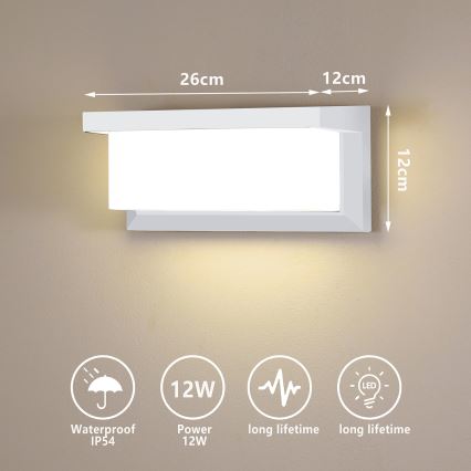 Brilagi - LED sieninis lauko šviestuvas BRICKY LED/12W/230V balta IP54