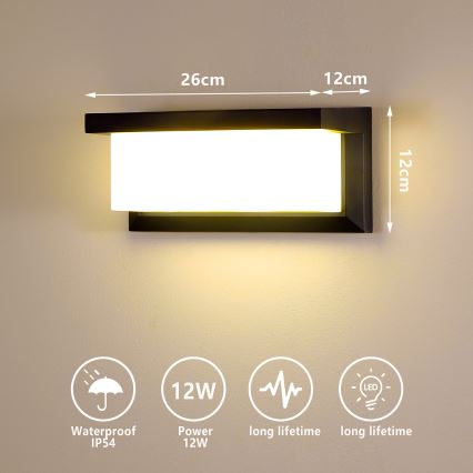 Brilagi - LED sieninis lauko šviestuvas BRICKY LED/12W/230V juoda IP54