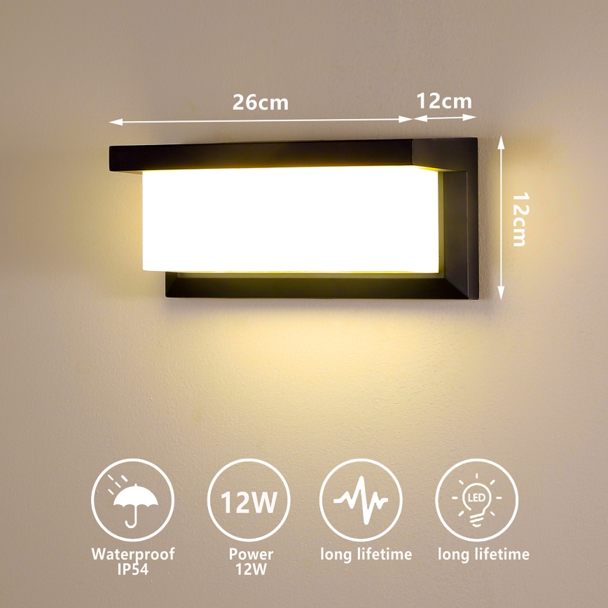 Brilagi - LED sieninis lauko šviestuvas BRICKY LED/12W/230V juoda IP54