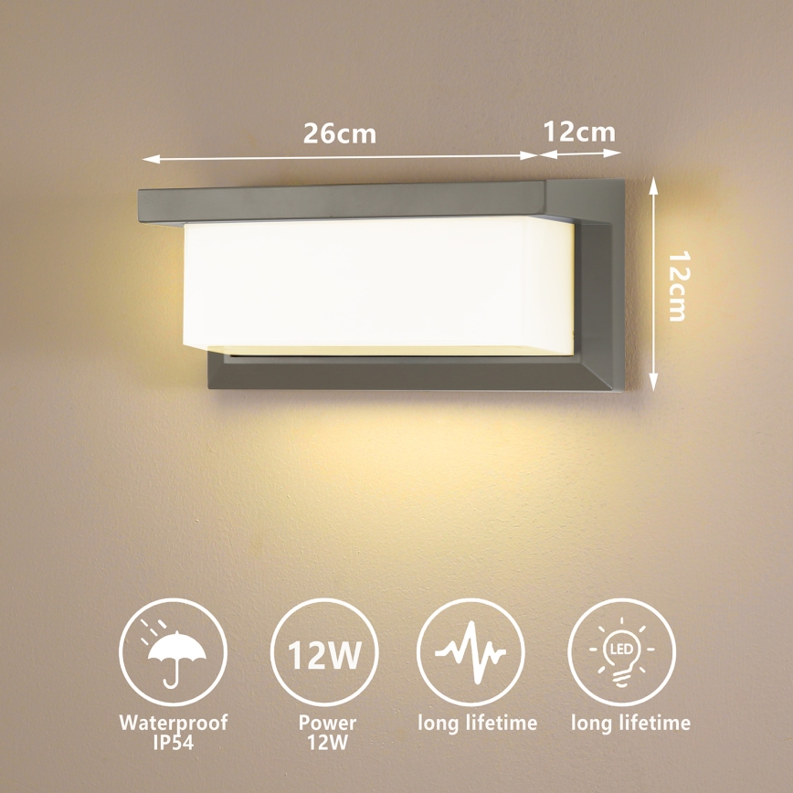 Brilagi - LED sieninis lauko šviestuvas BRICKY LED/12W/230V pilka IP54