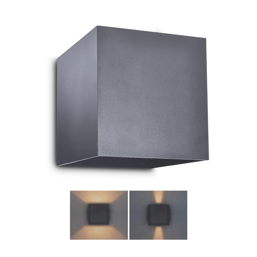 Brilagi - LED sieninis lauko šviestuvas CUBE LED/6W/230V antracitas IP54