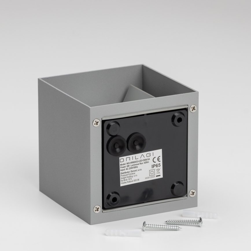 Brilagi - LED sieninis lauko šviestuvas CUBE LED/6W/230V pilka IP54