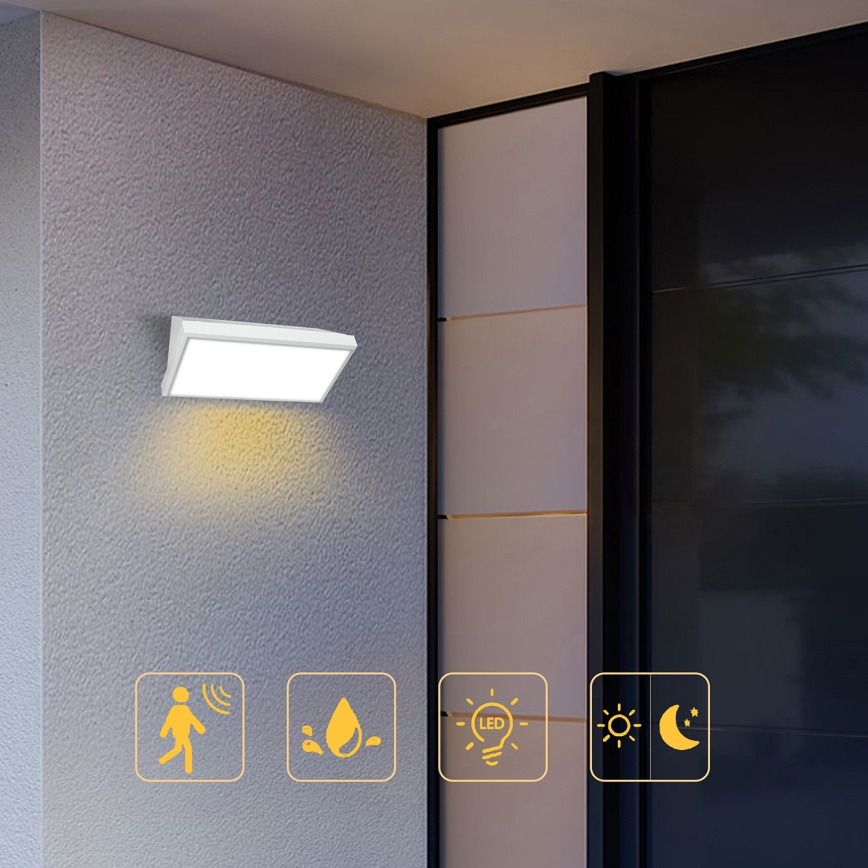 Brilagi - LED Lauko sieninis šviestuvas su jutikliu TRIANGLE LED/20W/230V balta IP65
