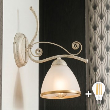 Brilagi - LED sieninis šviestuvas ANTICO 1xE27/60W/230V balta patina