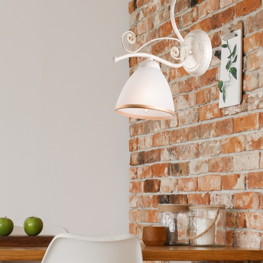 Brilagi - LED sieninis šviestuvas ANTICO 1xE27/60W/230V balta patina