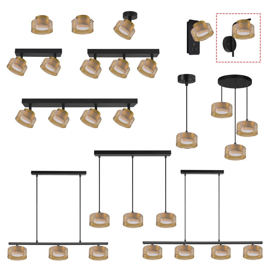 Brilagi - LED Sieninis šviestuvas AURA LUX 1xGX53/30W/230V juoda/auksinė