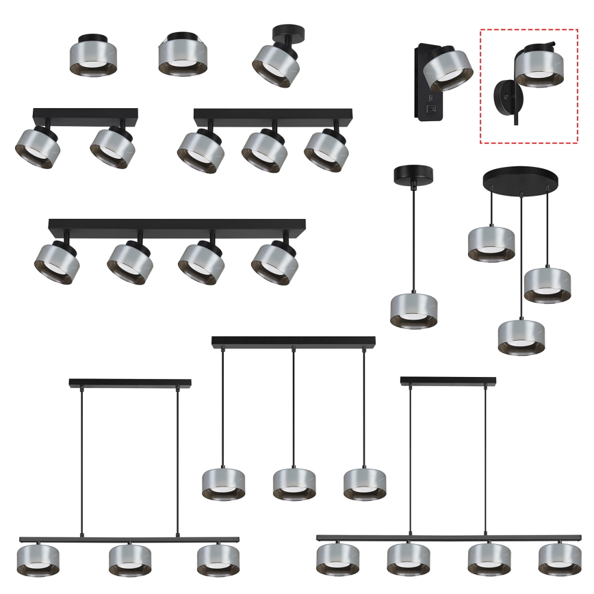 Brilagi - LED Sieninis šviestuvas AURA LUX 1xGX53/30W/230V juoda/dūminė