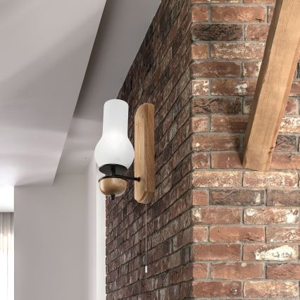 Brilagi - LED Sieninis šviestuvas COTTAGE 1xE14/40W/230V ąžuolas/balta