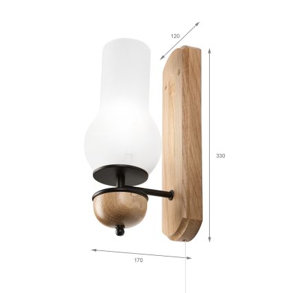 Brilagi - LED Sieninis šviestuvas COTTAGE 1xE14/40W/230V ąžuolas/balta