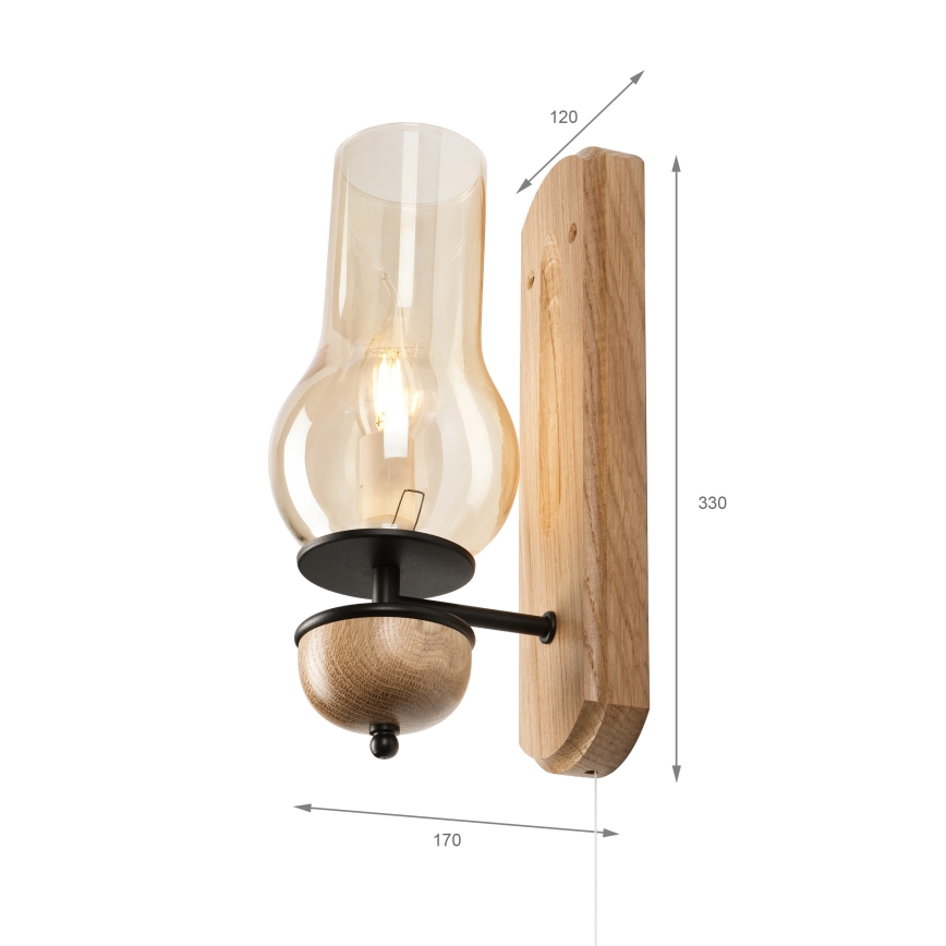 Brilagi - LED Sieninis šviestuvas COTTAGE 1xE14/40W/230V ąžuolas/ruda