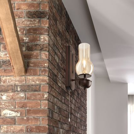 Brilagi - LED Sieninis šviestuvas COTTAGE 1xE14/40W/230V bukas/ruda