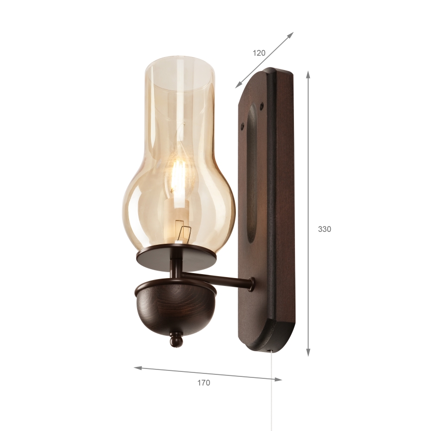 Brilagi - LED Sieninis šviestuvas COTTAGE 1xE14/40W/230V bukas/ruda