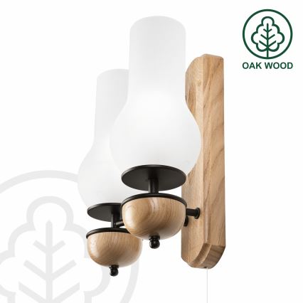 Brilagi - LED Sieninis šviestuvas COTTAGE 2xE14/40W/230V ąžuolas/balta
