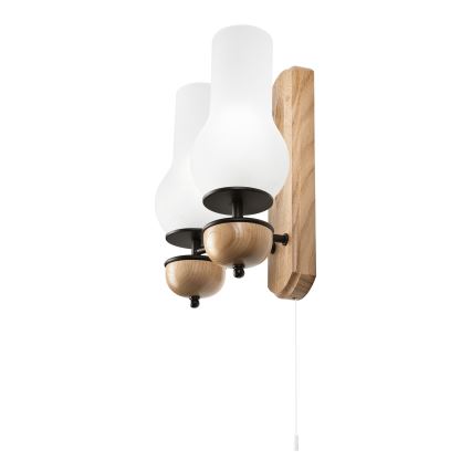 Brilagi - LED Sieninis šviestuvas COTTAGE 2xE14/40W/230V ąžuolas/balta