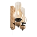Brilagi - LED Sieninis šviestuvas COTTAGE 2xE14/40W/230V ąžuolas/ruda