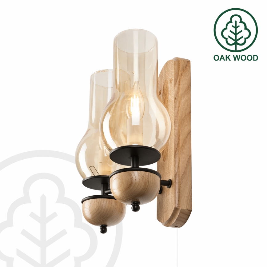 Brilagi - LED Sieninis šviestuvas COTTAGE 2xE14/40W/230V ąžuolas/ruda