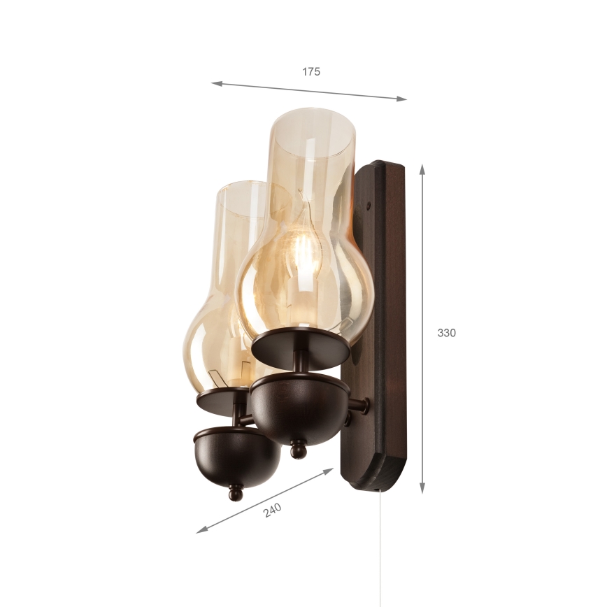 Brilagi - LED Sieninis šviestuvas COTTAGE 2xE14/40W/230V bukas/ruda