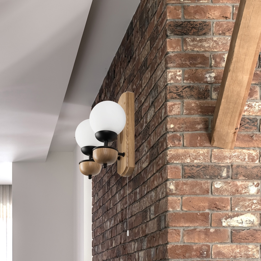 Brilagi - LED Sieninis šviestuvas COTTAGE 2xG9/40W/230V ąžuolas/balta