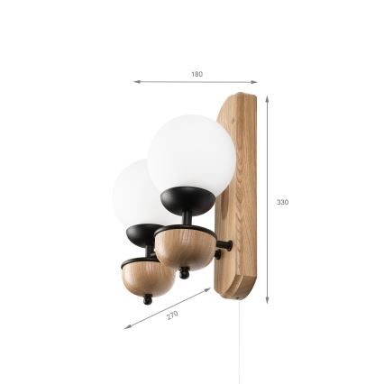 Brilagi - LED Sieninis šviestuvas COTTAGE 2xG9/40W/230V ąžuolas/balta