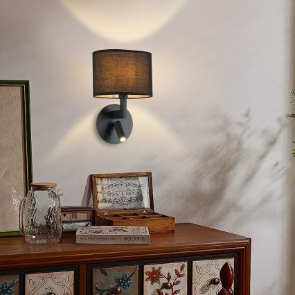 Brilagi - LED Sieninis šviestuvas DAYA 1xE14/40W/230V + LED/3W juodas