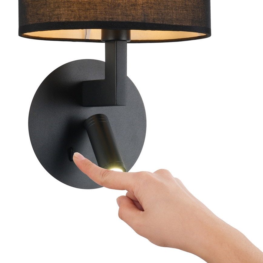 Brilagi - LED Sieninis šviestuvas DAYA 1xE14/40W/230V + LED/3W juodas