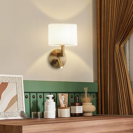 Brilagi - LED sieninis šviestuvas DAYA 1xE14/40W/230V + LED/3W kreminė/auksas