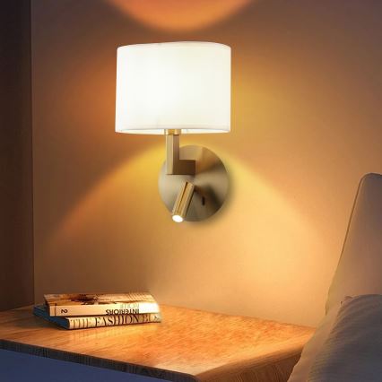 Brilagi - LED sieninis šviestuvas DAYA 1xE14/40W/230V + LED/3W kreminė/auksas