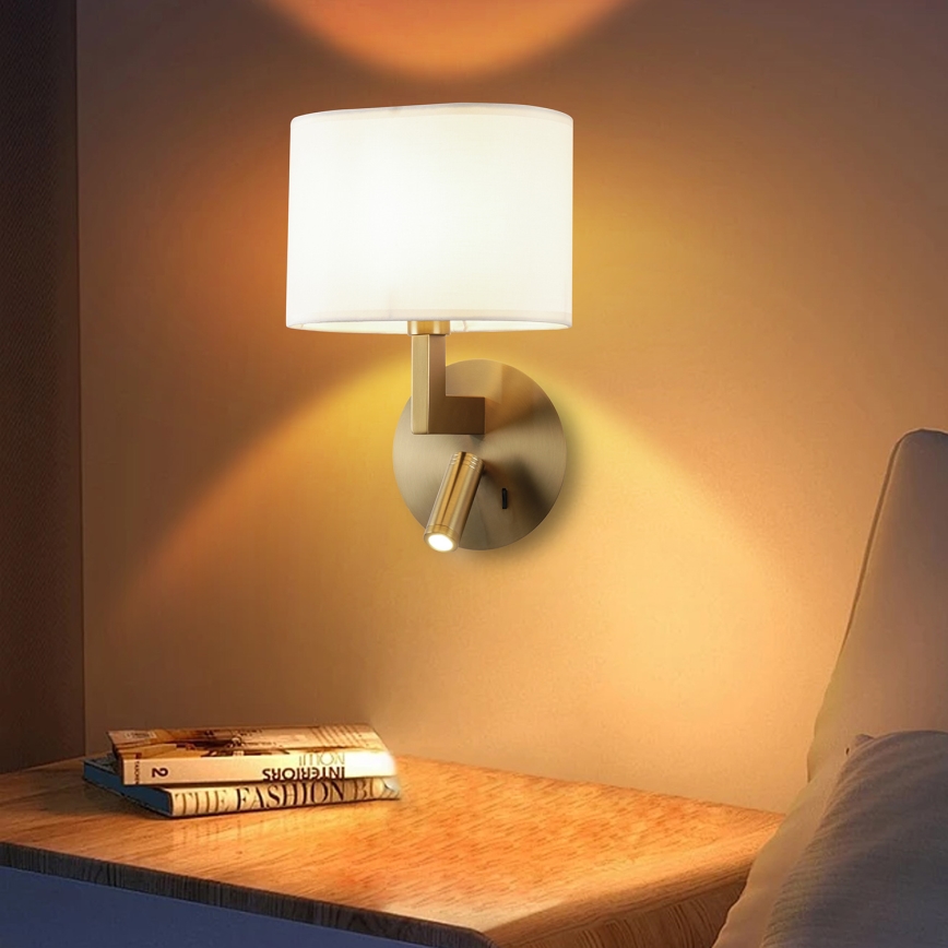 Brilagi - LED sieninis šviestuvas DAYA 1xE14/40W/230V + LED/3W kreminė/auksas