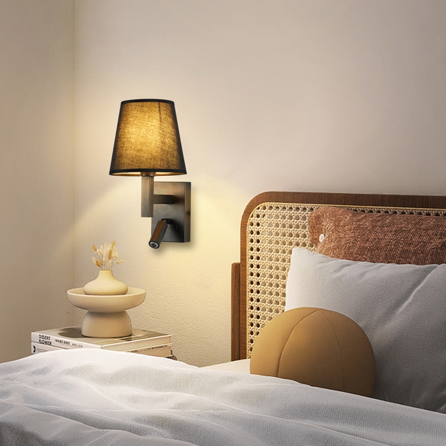 Brilagi - LED sieninis šviestuvas DEYA 1xE14/40W/230V + LED/3W juoda