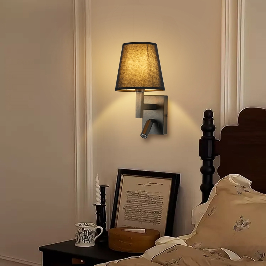 Brilagi - LED sieninis šviestuvas DEYA 1xE14/40W/230V + LED/3W juoda