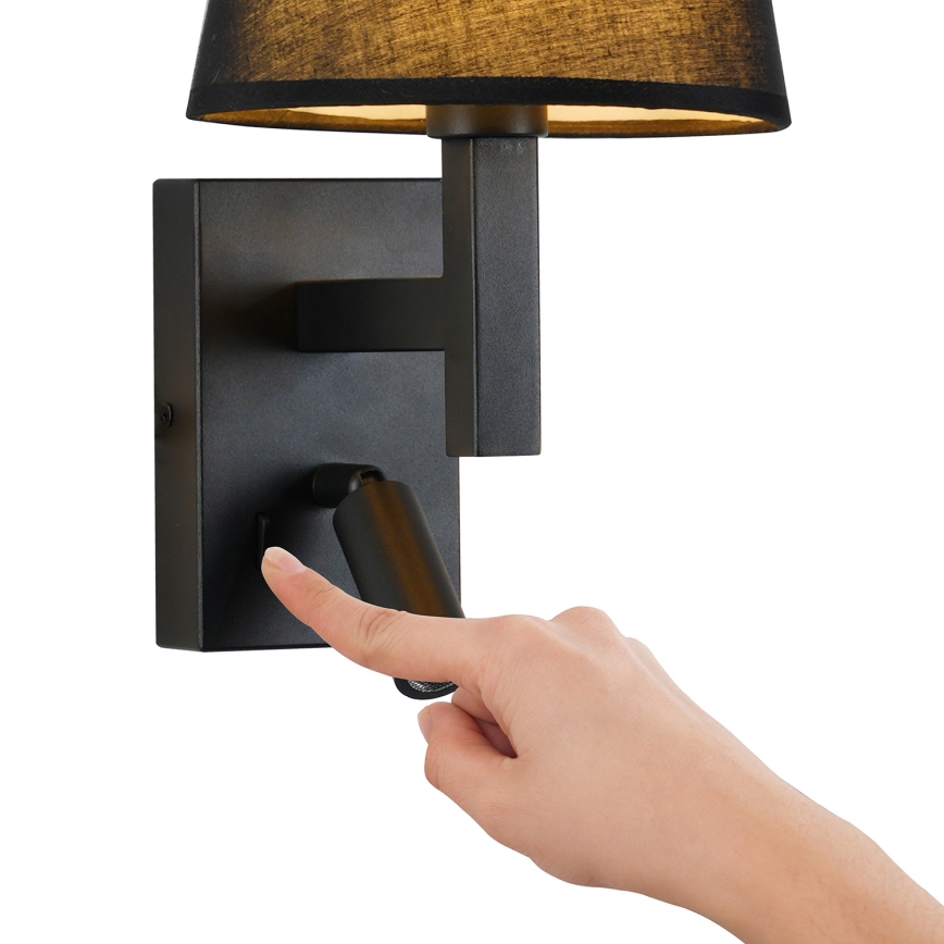 Brilagi - LED sieninis šviestuvas DEYA 1xE14/40W/230V + LED/3W juoda