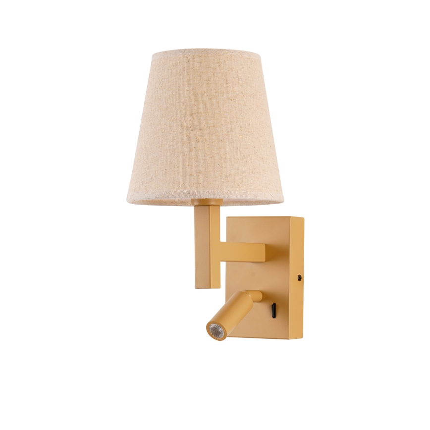 Brilagi - LED sieninis šviestuvas DEYA 1xE14/40W/230V + LED/3W linas/auksas
