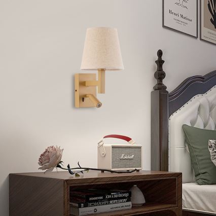 Brilagi - LED sieninis šviestuvas DEYA 1xE14/40W/230V + LED/3W linas/auksas