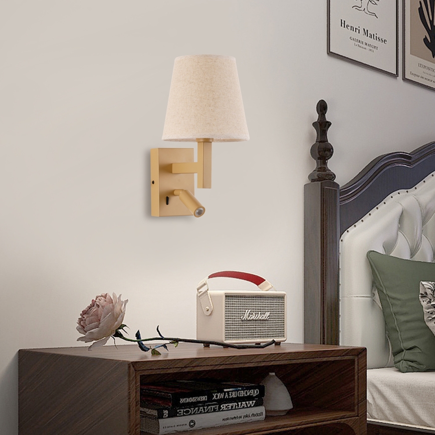 Brilagi - LED sieninis šviestuvas DEYA 1xE14/40W/230V + LED/3W linas/auksas
