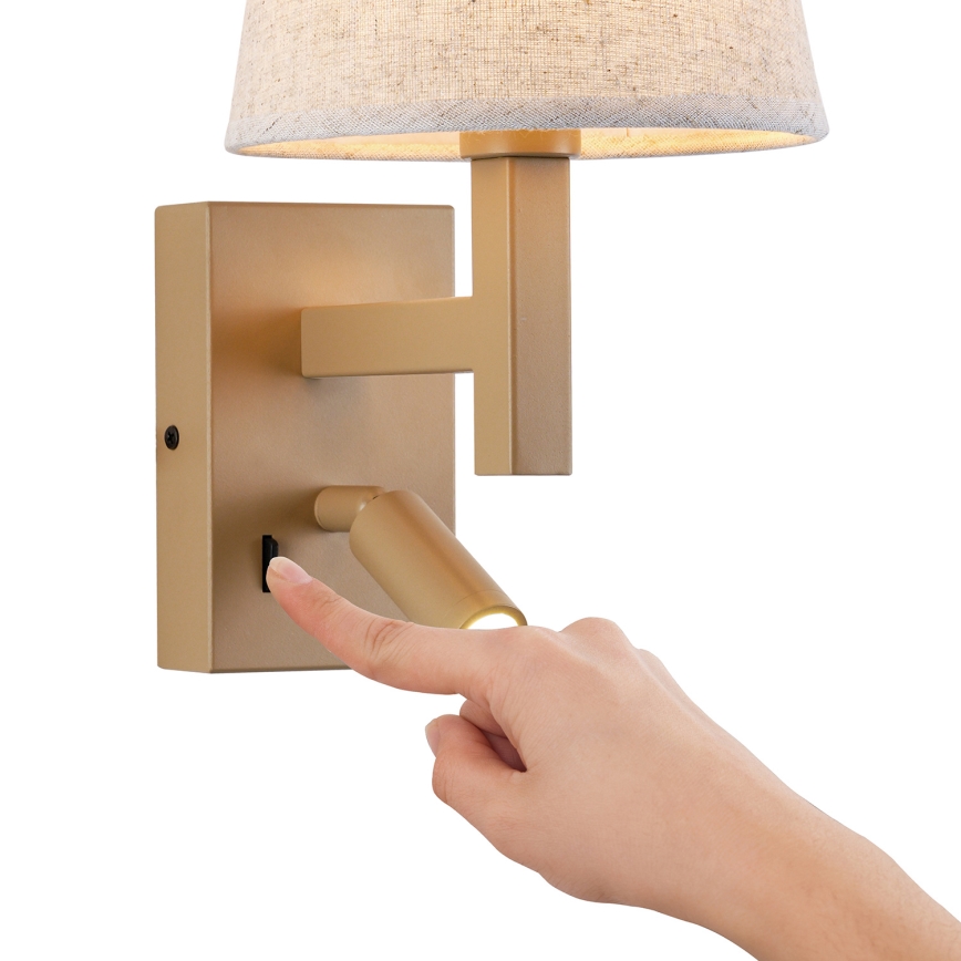 Brilagi - LED sieninis šviestuvas DEYA 1xE14/40W/230V + LED/3W linas/auksas