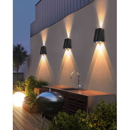 Brilagi - LED sieninis šviestuvas, įkraunamas saulės energija PYRAMID LED/2W/3,2V 1300 mAh IP54