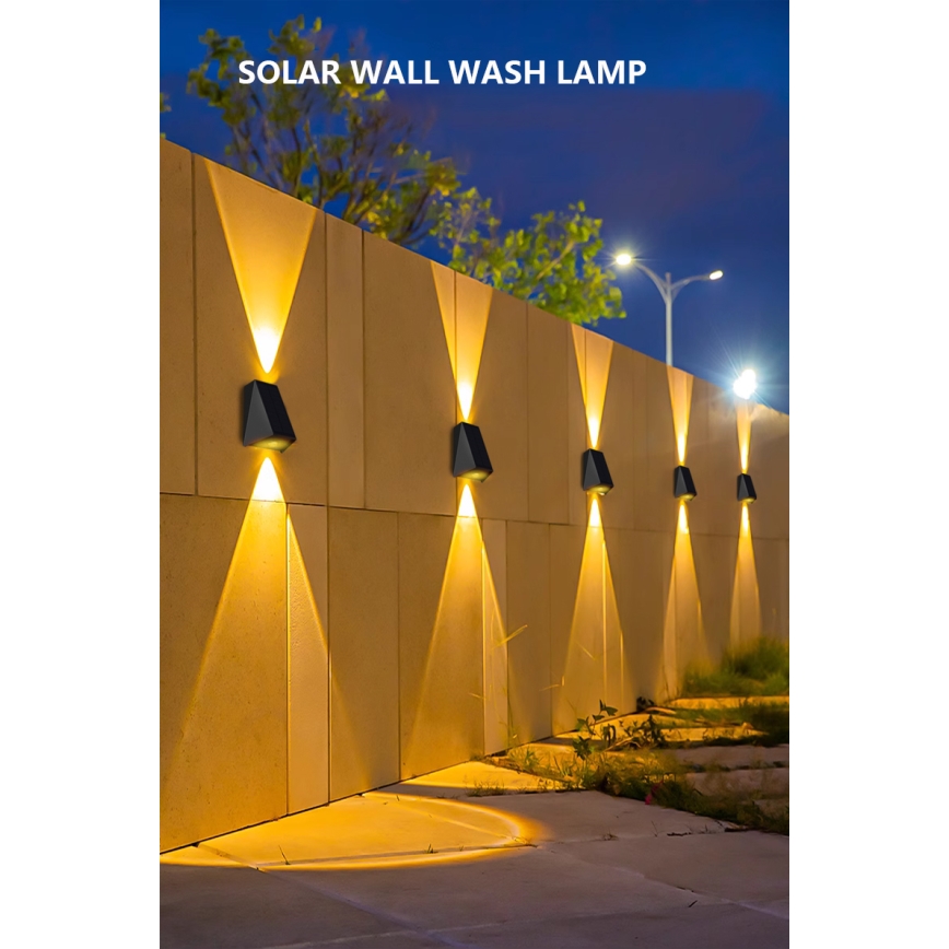 Brilagi - LED sieninis šviestuvas, įkraunamas saulės energija PYRAMID LED/2W/3,2V 1300 mAh IP54