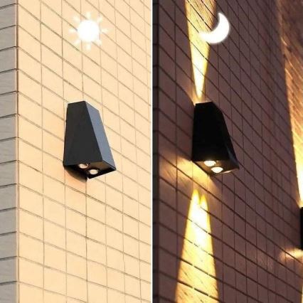 Brilagi - LED sieninis šviestuvas, įkraunamas saulės energija PYRAMID LED/2W/3,2V 1300 mAh IP54