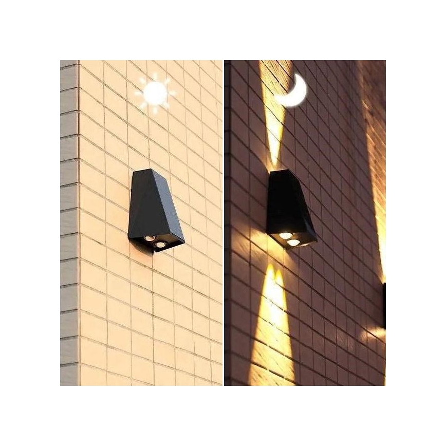Brilagi - LED sieninis šviestuvas, įkraunamas saulės energija PYRAMID LED/2W/3,2V 1300 mAh IP54