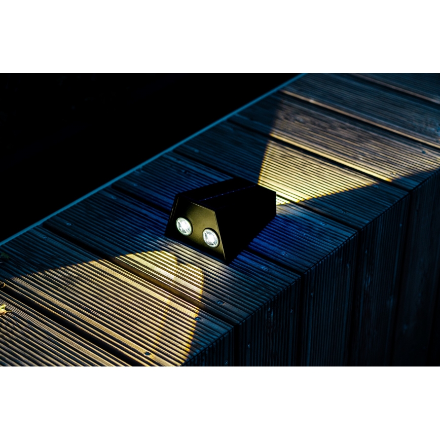 Brilagi - LED sieninis šviestuvas, įkraunamas saulės energija PYRAMID LED/2W/3,2V 1300 mAh IP54