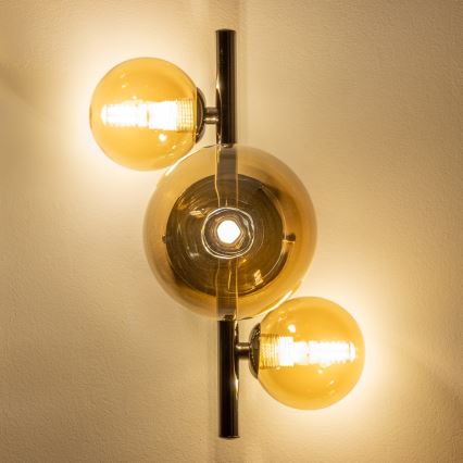 Brilagi - LED sieninis šviestuvas MILLA 3xG9/3W/230V juodas chromas/auksas