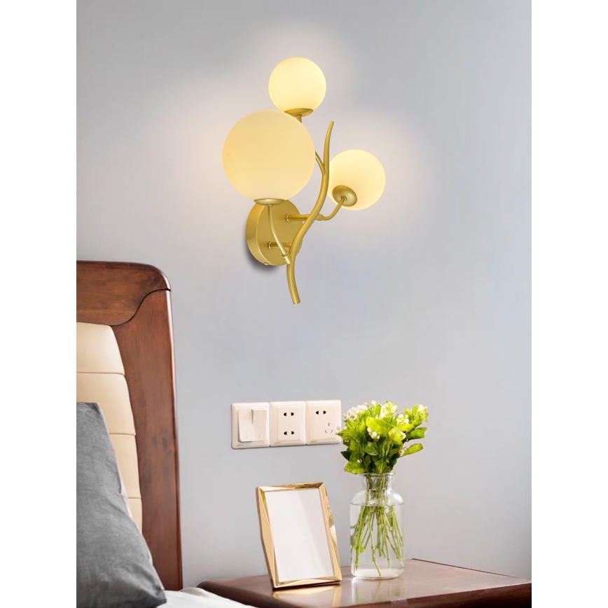 Brilagi - LED sieninis šviestuvas MISTEL 3xG9/3W/230V auksas/balta