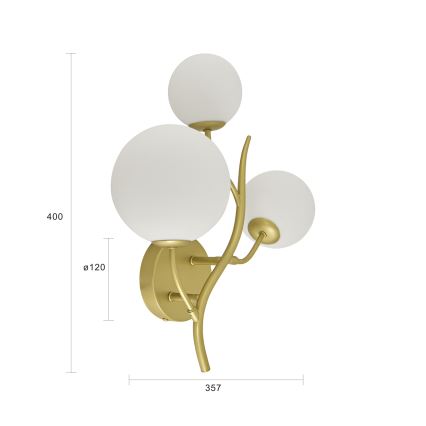 Brilagi - LED sieninis šviestuvas MISTEL 3xG9/3W/230V auksas/balta