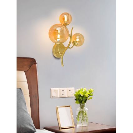 Brilagi - LED sieninis šviestuvas MISTEL 3xG9/3W/230V auksas
