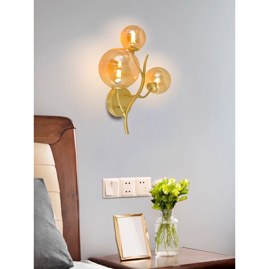 Brilagi - LED sieninis šviestuvas MISTEL 3xG9/3W/230V auksas