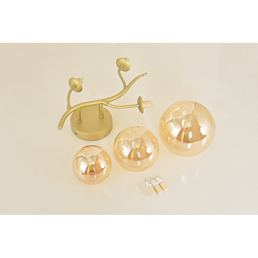 Brilagi - LED sieninis šviestuvas MISTEL 3xG9/3W/230V auksas