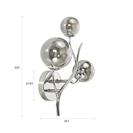 Brilagi - LED sieninis šviestuvas MISTEL 3xG9/3W/230V blizgus chromas/dūminis