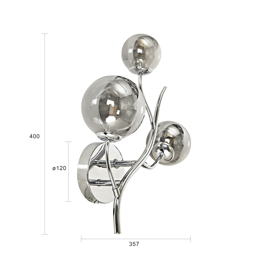 Brilagi - LED sieninis šviestuvas MISTEL 3xG9/3W/230V blizgus chromas/dūminis