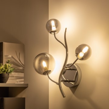 Brilagi - LED sieninis šviestuvas MISTEL 3xG9/3W/230V juodas chromas/dūminis